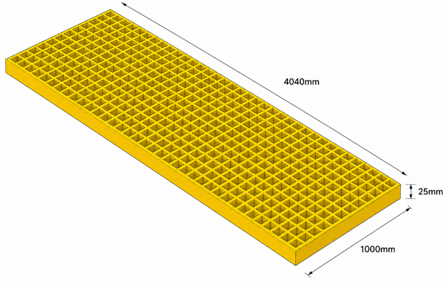FRP Moulded Grating - Mesh 38 × 38 mm (H25)